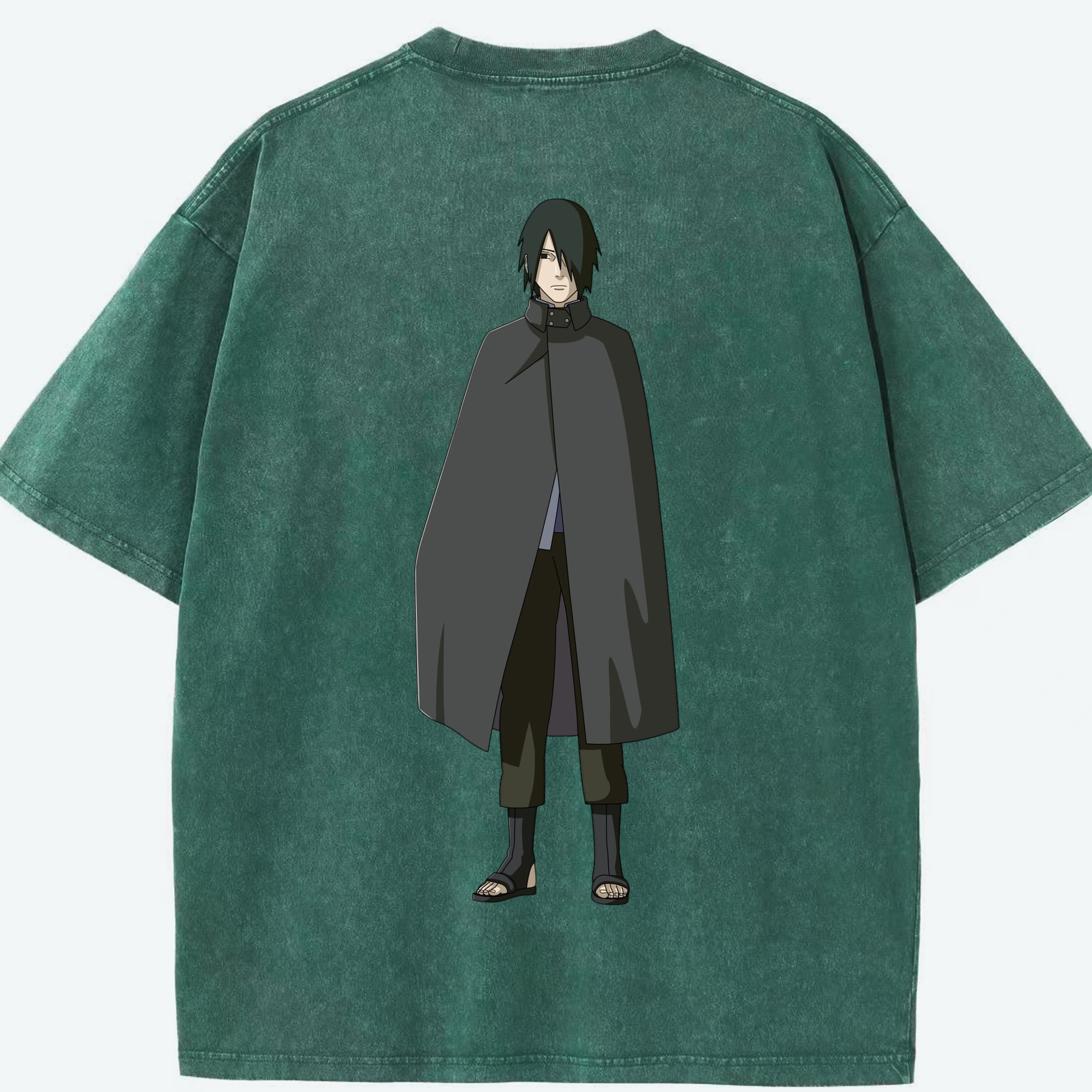 （画像用） NARUTO -ナルト- うちは サスケ Uchiha Sasuke 綿100% ヴィンテージ風 半袖Tシャツ（背面プリント）
